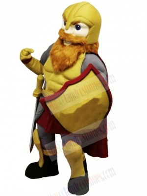 Warrior with Yellow Coat Mascot Costume College