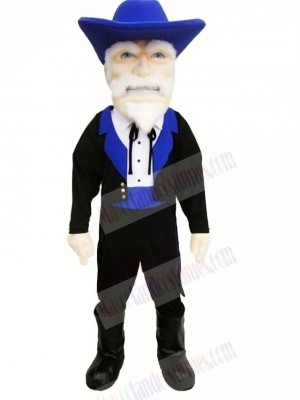 Colonel with Blue Hat Mascot Costume People