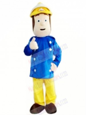 Brave Fireman Sam Mascot Costume Cartoon