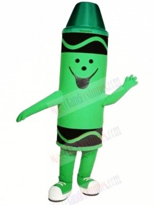Cute Green Crayon Mascot Costume Cartoon