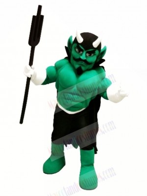 Green Muscle Devil Mascot Costume Cartoon