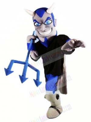 Smiling Devil with Blue Eyes Mascot Costume Cartoon 