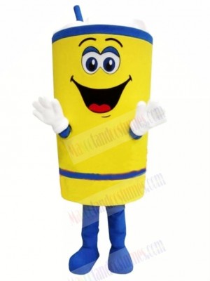 Happy Yellow Cup Mascot Costume Cartoon