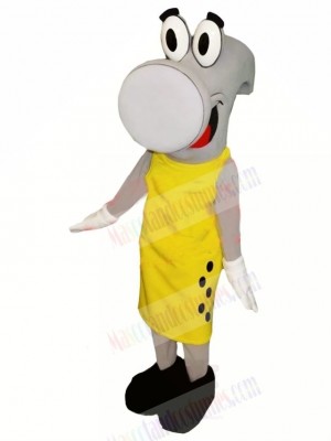 Grey Hammer with Yellow Coat Mascot Costume Cartoon
