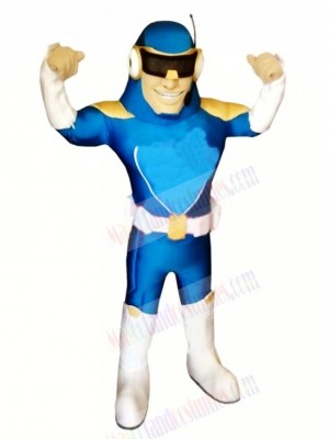 Strong Blue Captain Mascot Costume People