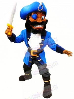 High Quality Pirate with Blue Coat Mascot Costume People