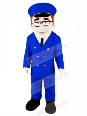 High Quality Dispatcher with Blue Suit Mascot Costume People