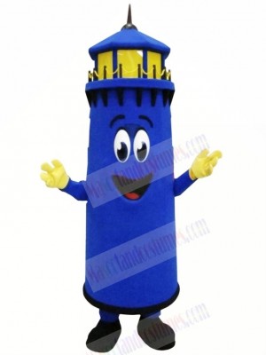 Funny Blue Lighthouse Mascot Costume Cartoon