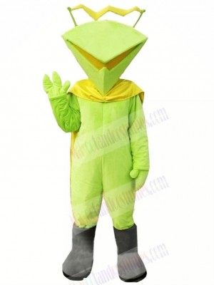 Funny Martian with Green Coat Mascot Costume Cartoon
