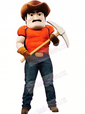 Strong Muscle Miner Mascot Costume People