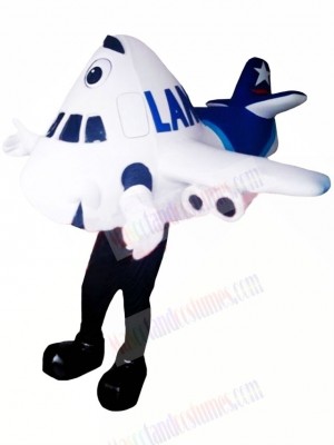 White Airplane Mascot Costume Cartoon 	