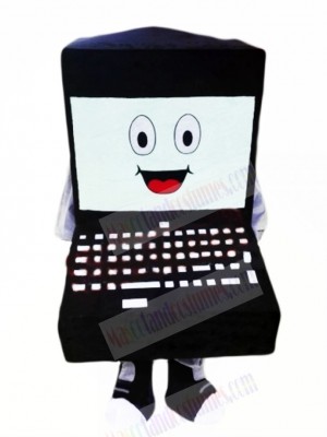 Black Laptop Mascot Costume Cartoon 