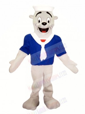 Seal with Blue T-shirt Mascot Costume Cartoon