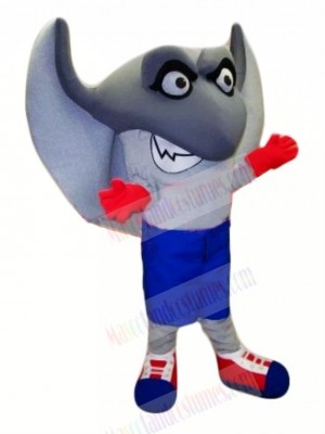 Cute Grey Stingray Mascot Costume Cartoon