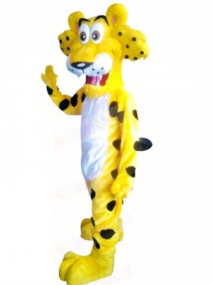 Funny Cheetah with Big Eyes Mascot Costume Cartoon	