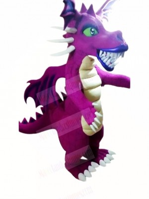 Fierce Purple Dragon Mascot Costume Cartoon