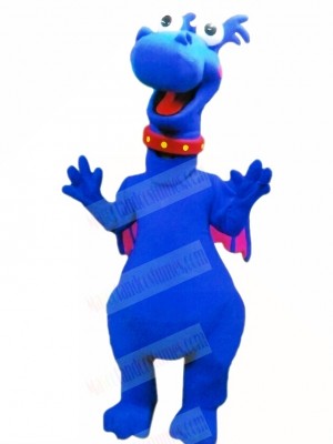 Blue Dragon with Pink Wings Mascot Costume Cartoon