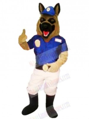 Police Dog with Blue Hat Mascot Costume Cartoon