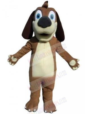 Brown Puppy Dog Mascot Costume Animal with Red Necklet