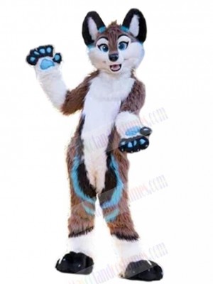 Slim Brown and White Dog Wolf Mascot Costume Animal