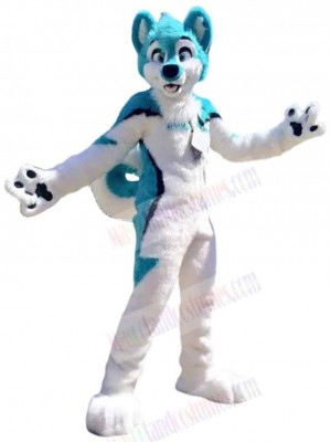 Slim Blue and White Husky Dog Mascot Costume Animal
