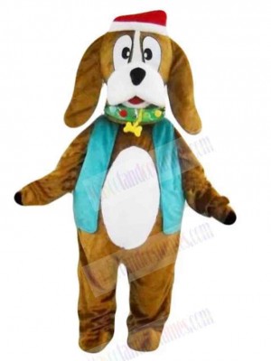 Christmas Santa Dog Mascot Costume Animal in Blue Vest