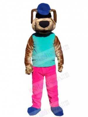 Brown Dog Mascot Costume Animal with Pink Trousers