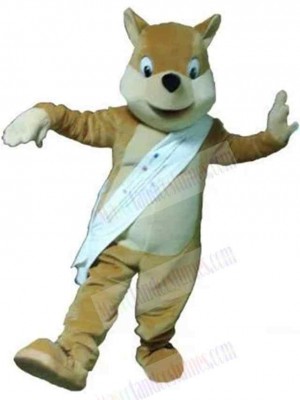 Brown Dog Wearing Ribbon Mascot Costume Animal