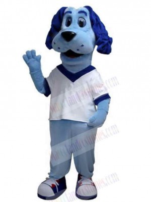 Blue Dog Mascot Costume Animal in White T-shirt