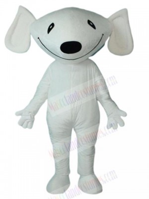 Comical White Dog Mascot Costume Animal with Big Ears