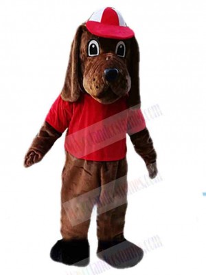 Brown Beagle Dog Mascot Costume Animal in Red T-shirt