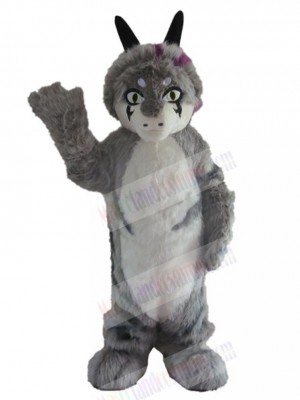 Interesting Long Fur Grey Dog Mascot Costume Animal