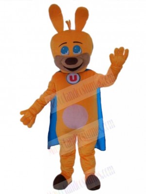 Orange Dog Mascot Costume Animal with Blue Cape