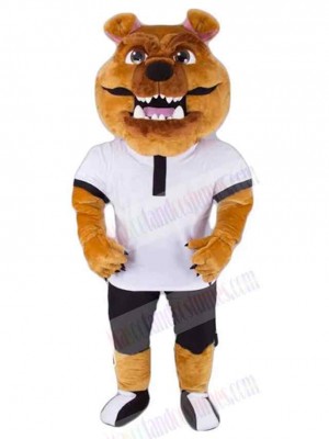 Lightweight Sport Bulldog Mascot Costume Animal in White T-shirt