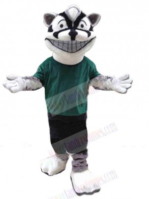 Smiling Hyena Dog Mascot Costume Animal in Green T-shirt