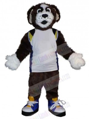 Superb Brown and White Dog Mascot Costume Animal in White Vest