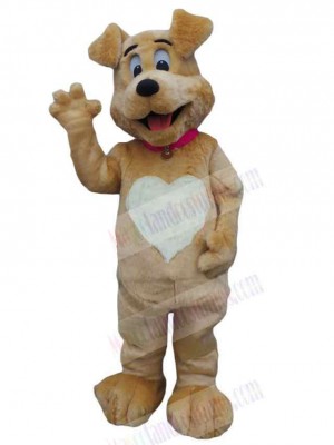 Brown Dog Mascot Costume Animal with White Heart on the Belly