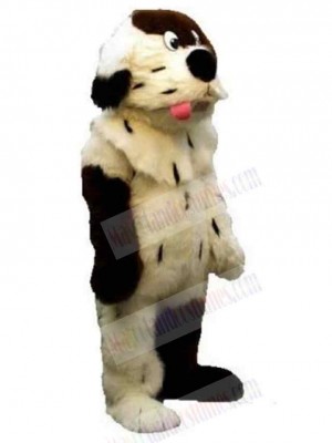 Soft and Hairy White and Brown Dog Mascot Costume Animal