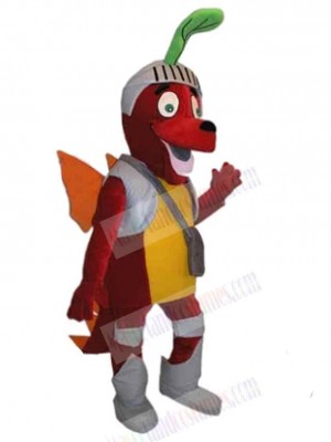 Knight Red Dog Mascot Costume Animal