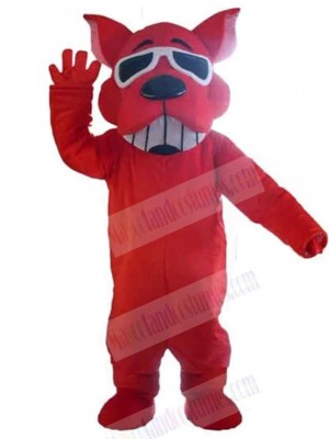 Smiling Sunglasses Red Dog Mascot Costume Animal