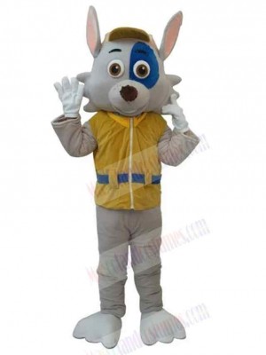 Lovely White Dog Mascot Costume Animal in Yellow Coat