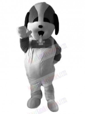 Cute White and Gray St. Bernard Dog Mascot Costume Animal