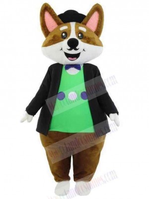 Thoughtful Dog Butler Mascot Costume Animal in Formal Suit