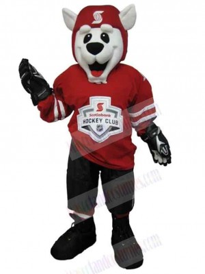 Sport White Dog Mascot Costume Animal Hockey Club