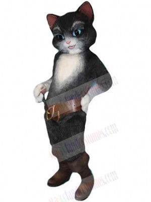 Black and White Cat Mascot Costume Animal with Blue Eyes