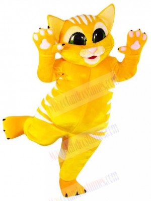 Happy Yellow Cat Mascot Costume Animal