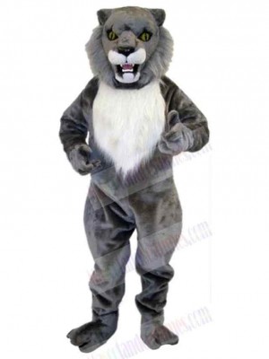 Fierce Grey Wildcat Mascot Costume Animal Adult