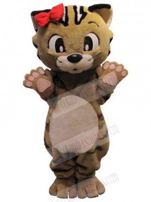 Happy Brown Cat Mascot Costume Animal