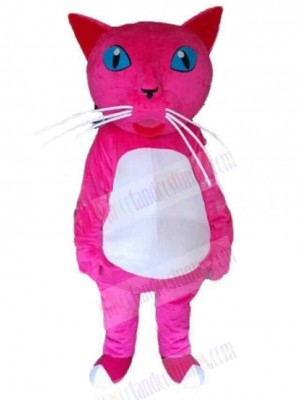 Rose Red Cat Mascot Costume Animal with Blue Eyes