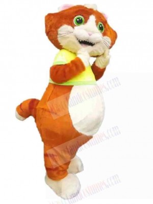 Orange Cat Plush Mascot Costume Animal with Big Belly